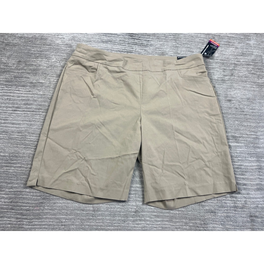 George Bermuda Shorts Womens 2X 18W-20W Khaki Brownstone Super Stretch Pull On
